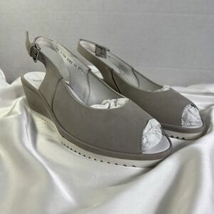 ara Women's Colleen Wedge Sandal Gray Us Size 6 Ankle Buckle‎ New